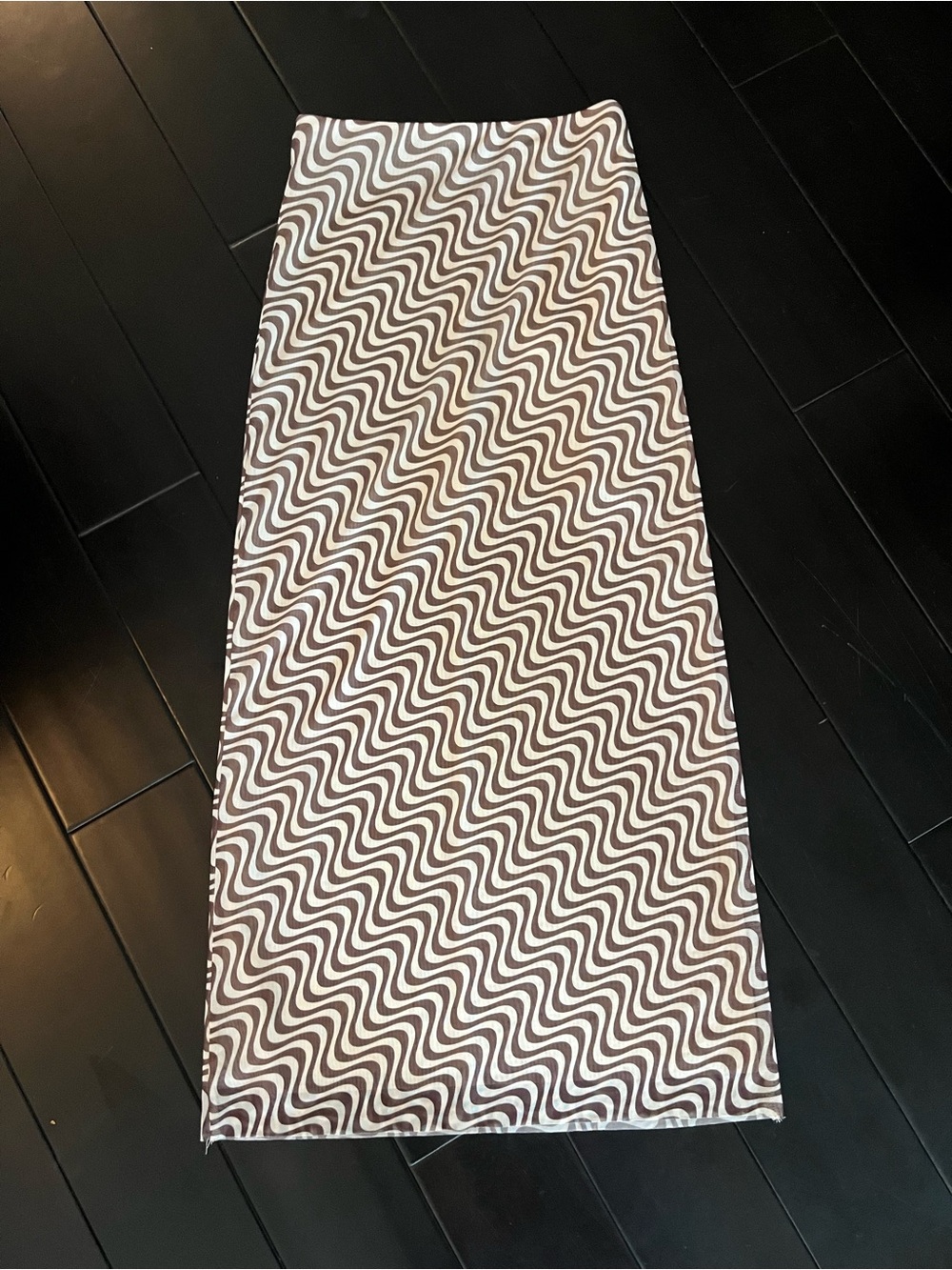Zara Brown and White Swirl Mesh Midi Skirt